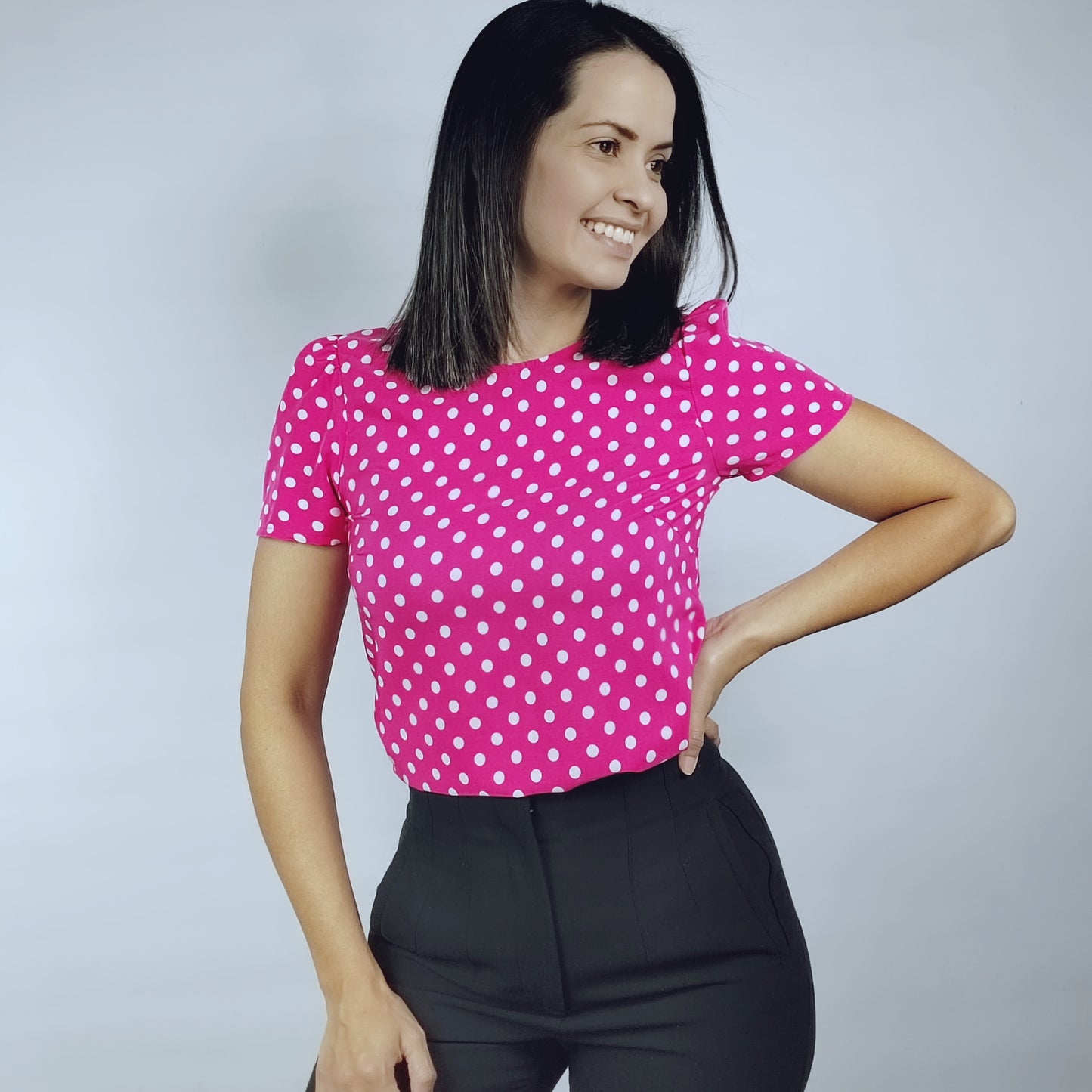 Blusa Lunares Fucsia