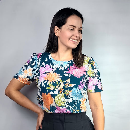 Blusa Floral Azul