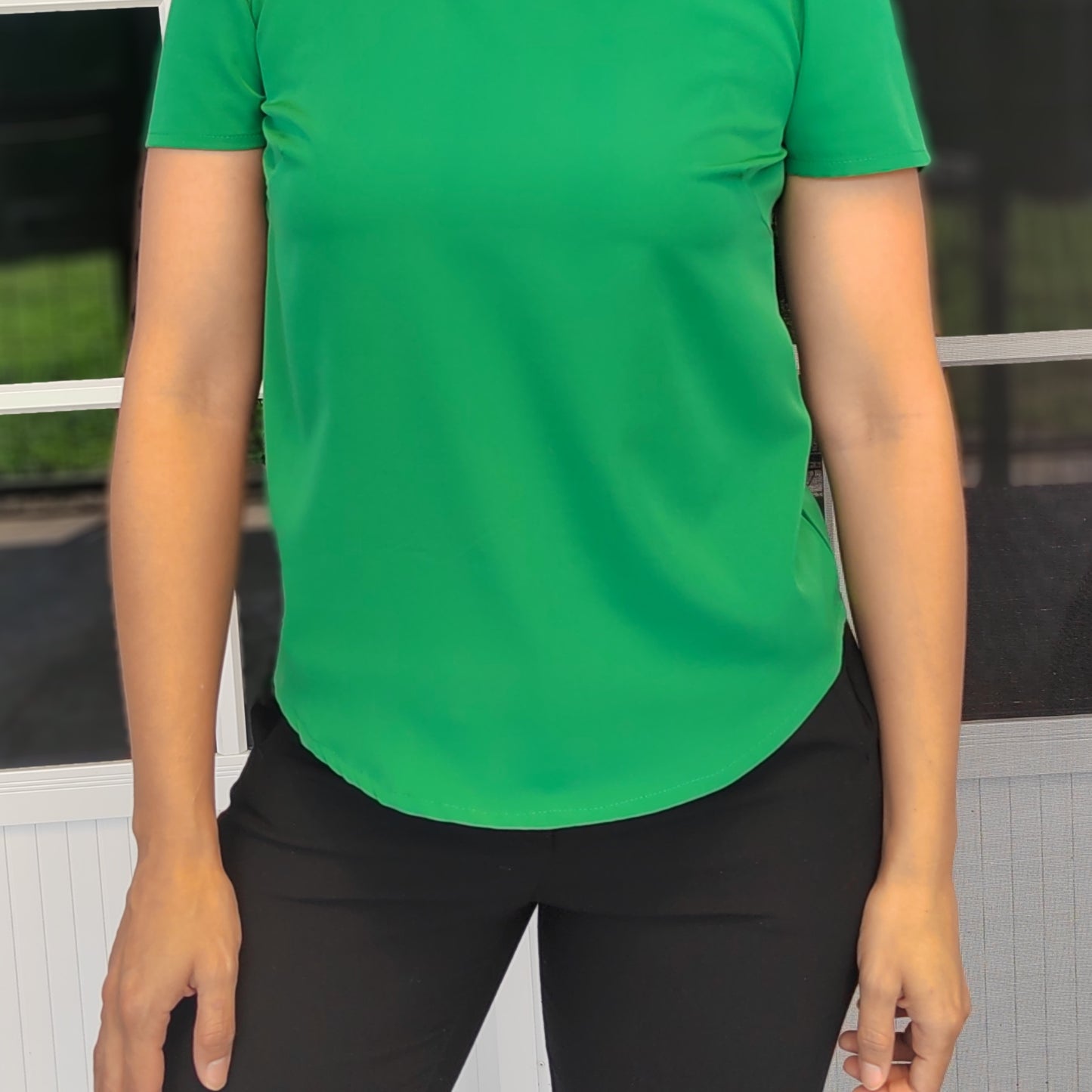 Blusa cuello chino verde