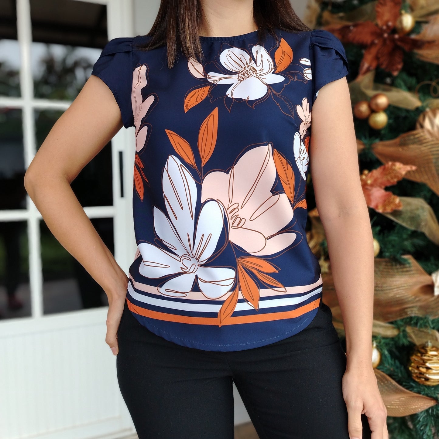 Blusa manga tulipán azul