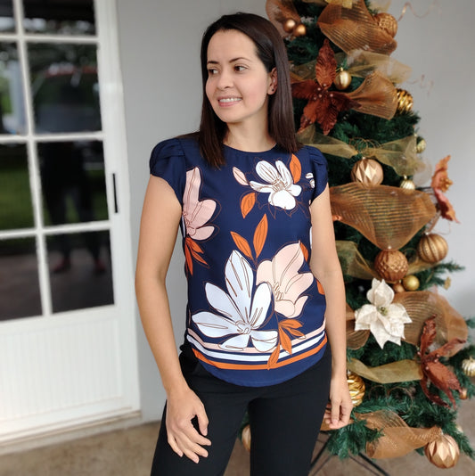 Blusa manga tulipán azul